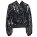 Pam & Gela Womens Sequin Velour Crop Hollywood Hoodie P XS/0 Mirror Ball NWT