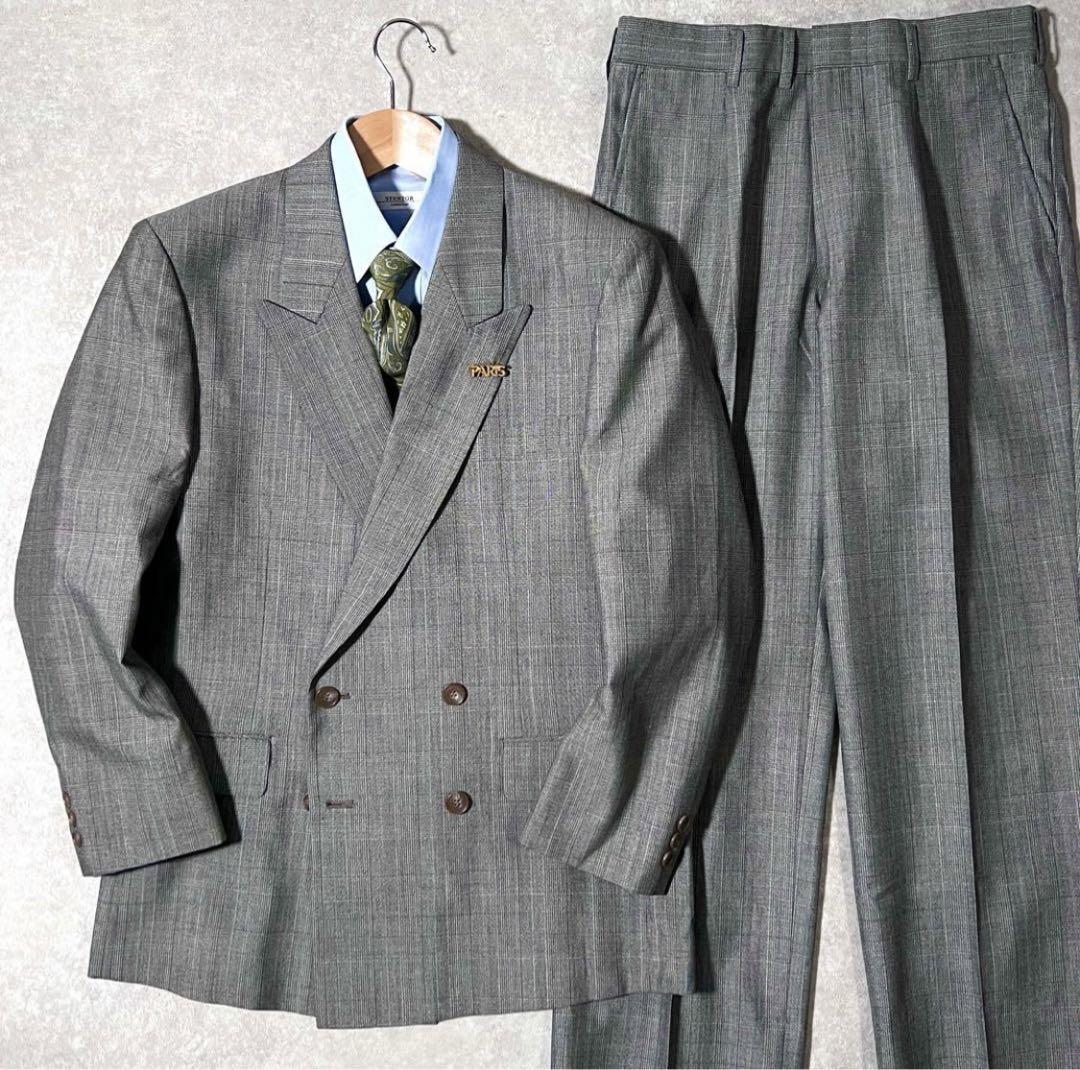 90s Vintage Double Suit Set Up for Coming-of-Age Ceremony, Gray x Blue