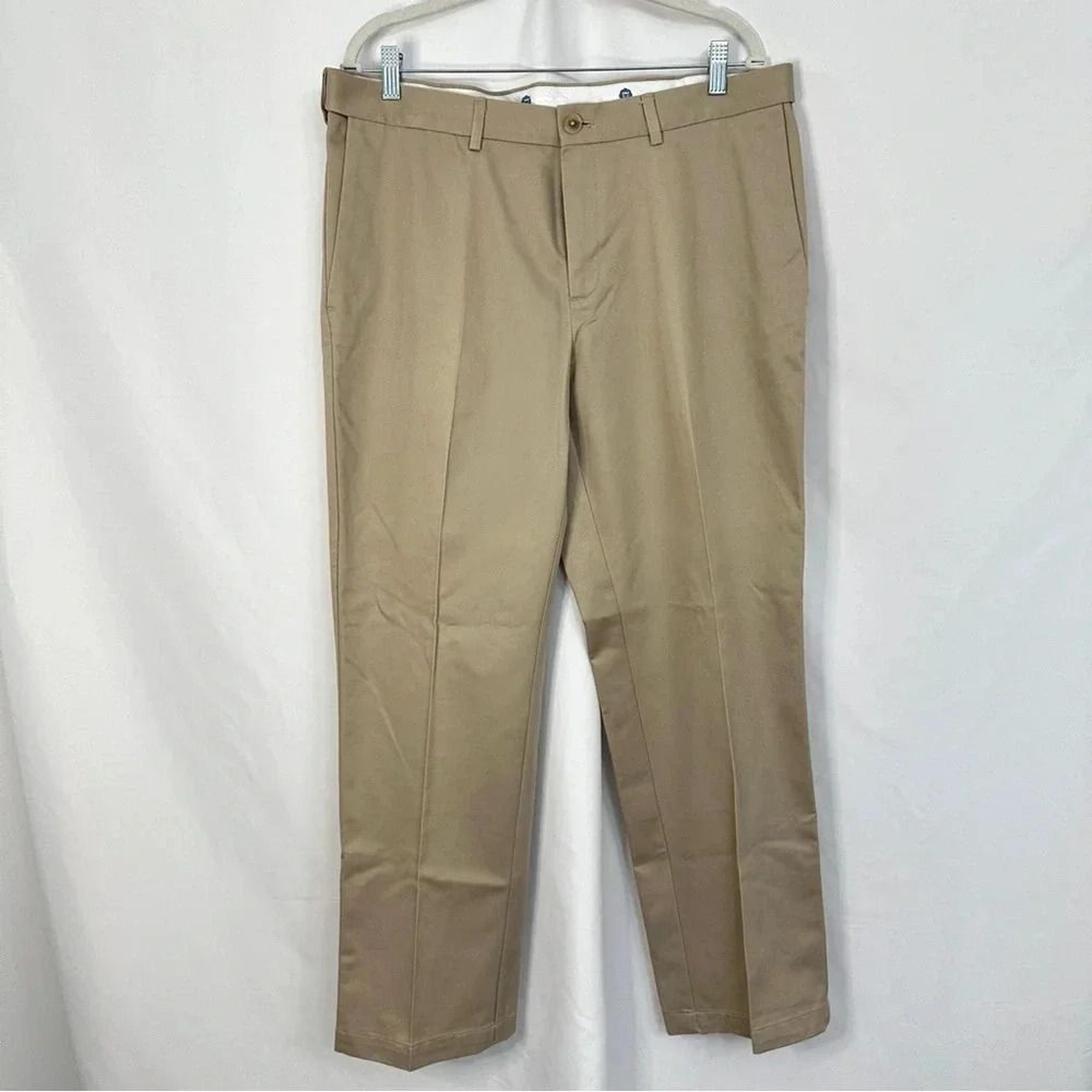 Haggar Pants Mens Size 36x30 Flat Front Straight Fit Brown Casual Traditional