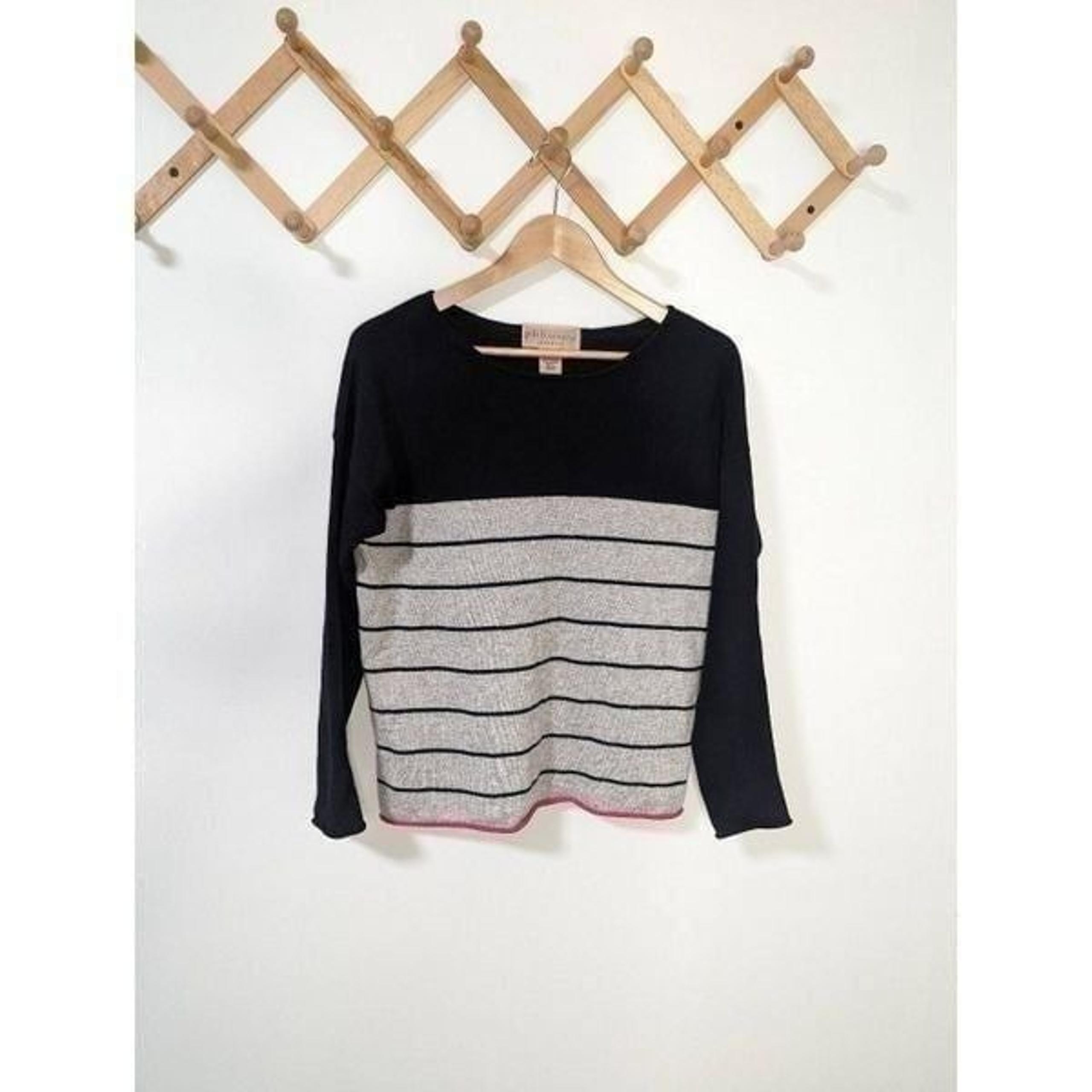 Philosophy Cashmere Color Block Striped Scoop Neck Sweater - Size S