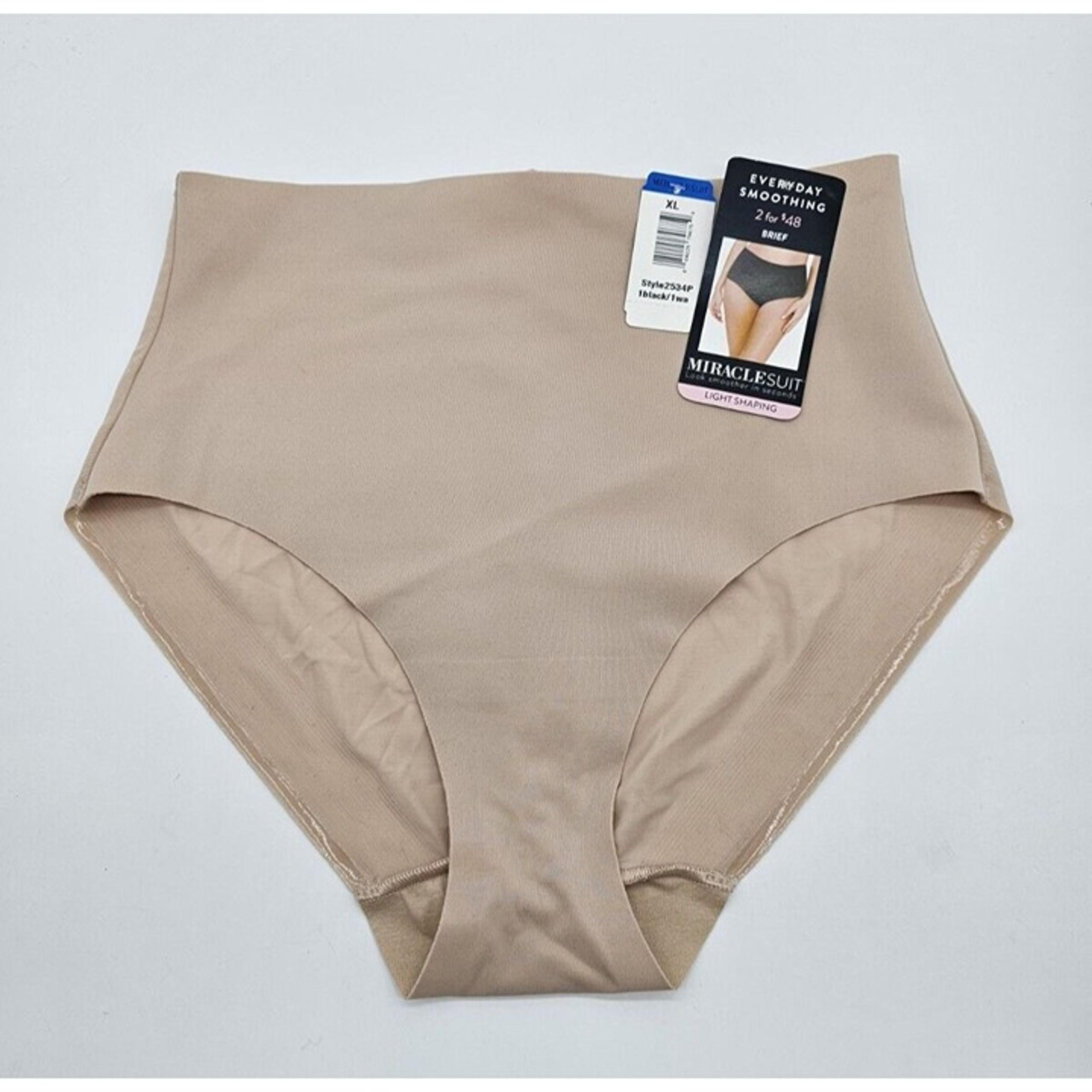 Miraclesuit Womens Brief Panty Size XL Beige Light Shaping Waistline 2534P