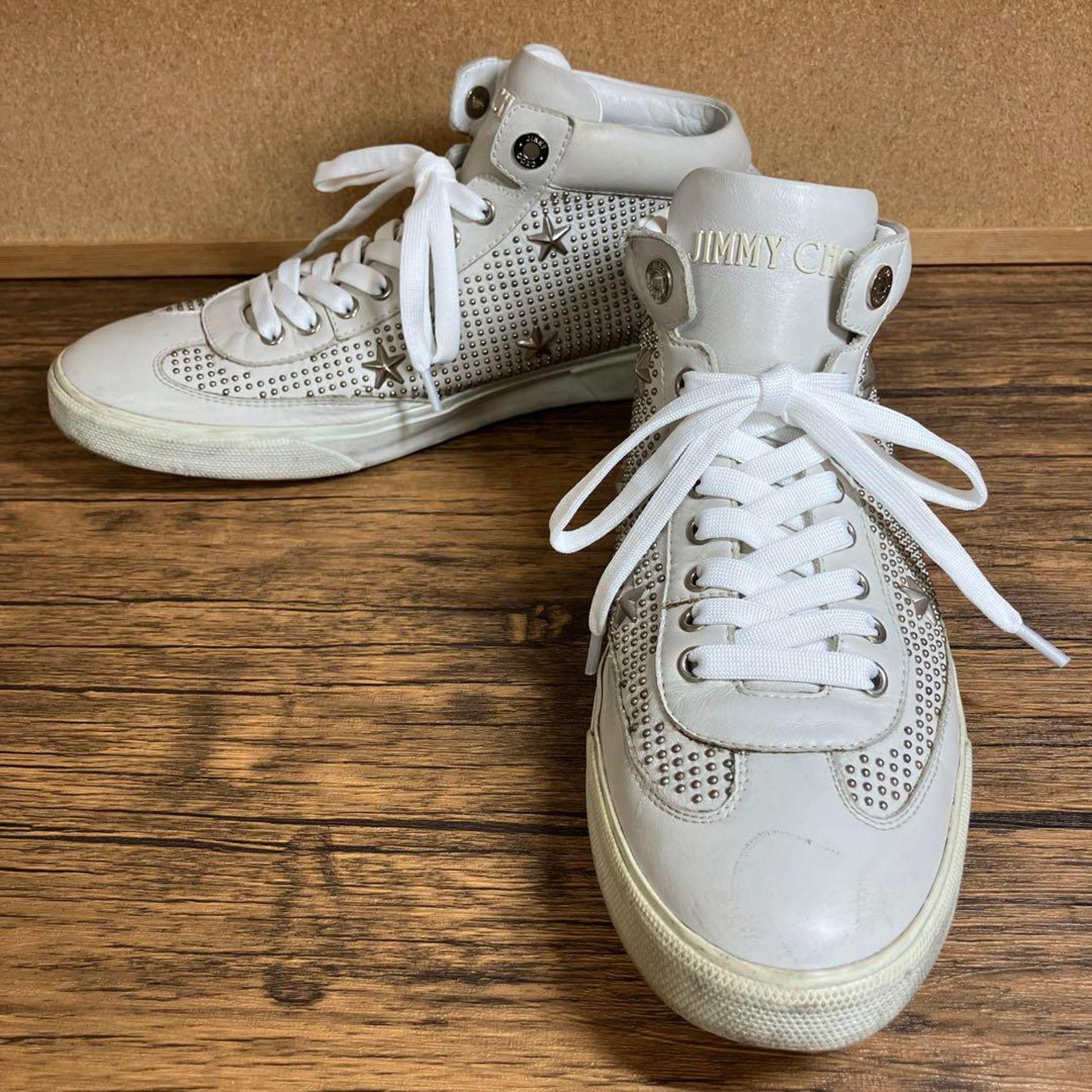 (K25322) Jimmy Choo Studded High Top Sneakers Size 42 (approx. 27cm)