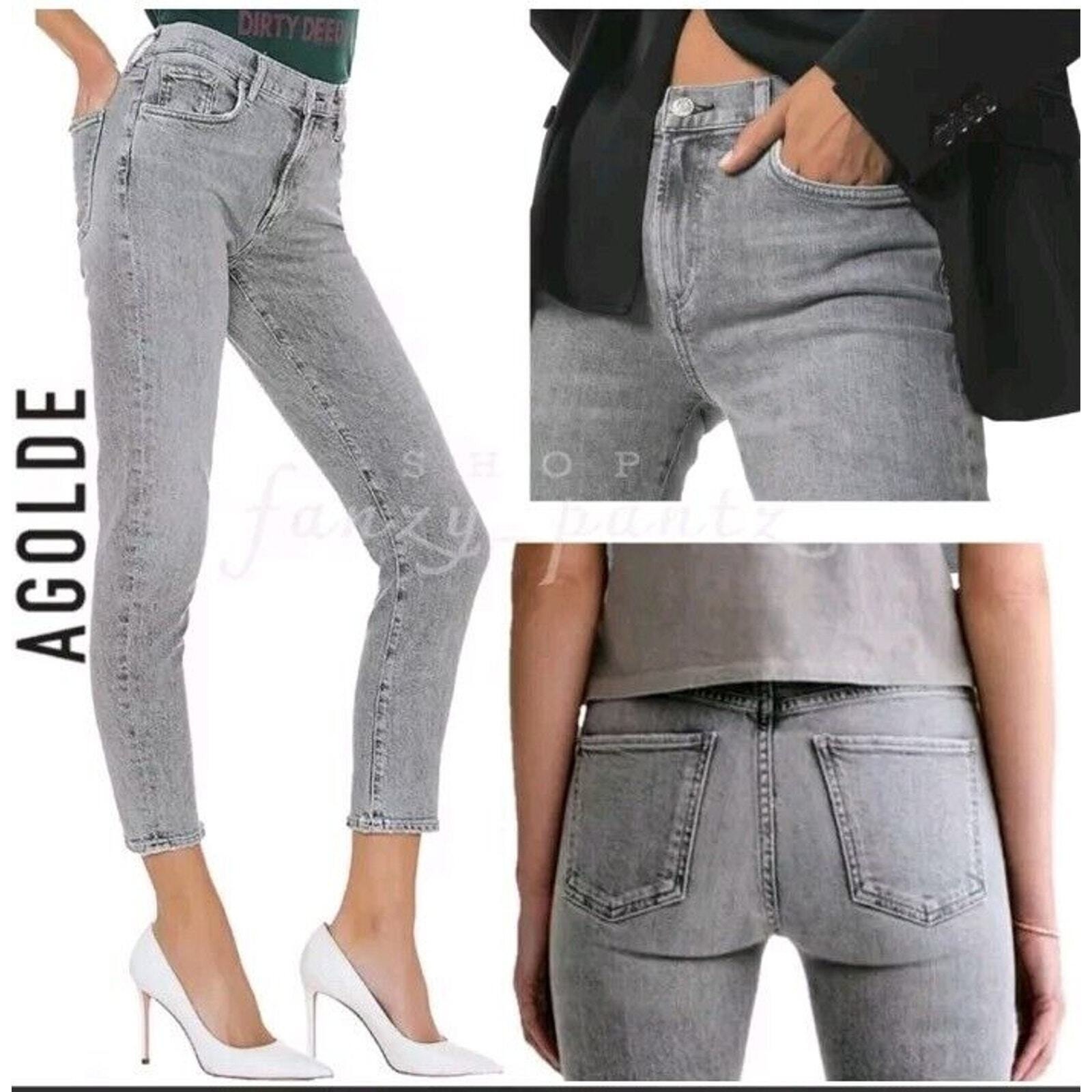 AGOLDE NEW Toni Mid-Rise Slim Straight Denim Gray Wash Ankle Jeans 26