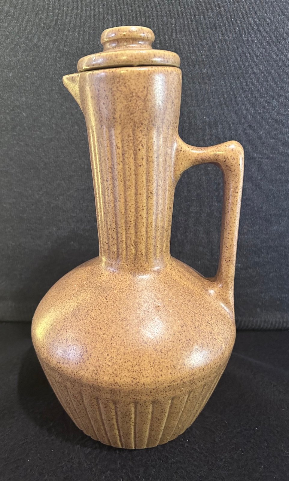 Vintage Monmouth Pottery Pitcher With Lid, Maple Leaf Mark On The Bottom (Rare)