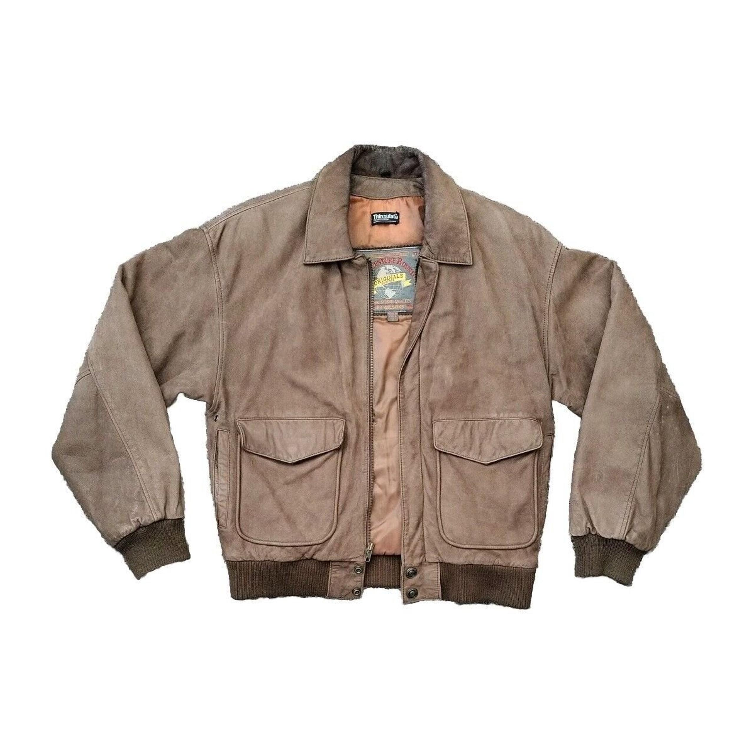 Vintage Wilson Leather Adventure Bound Bomber Jacket Small Brown Thinsulate 3M