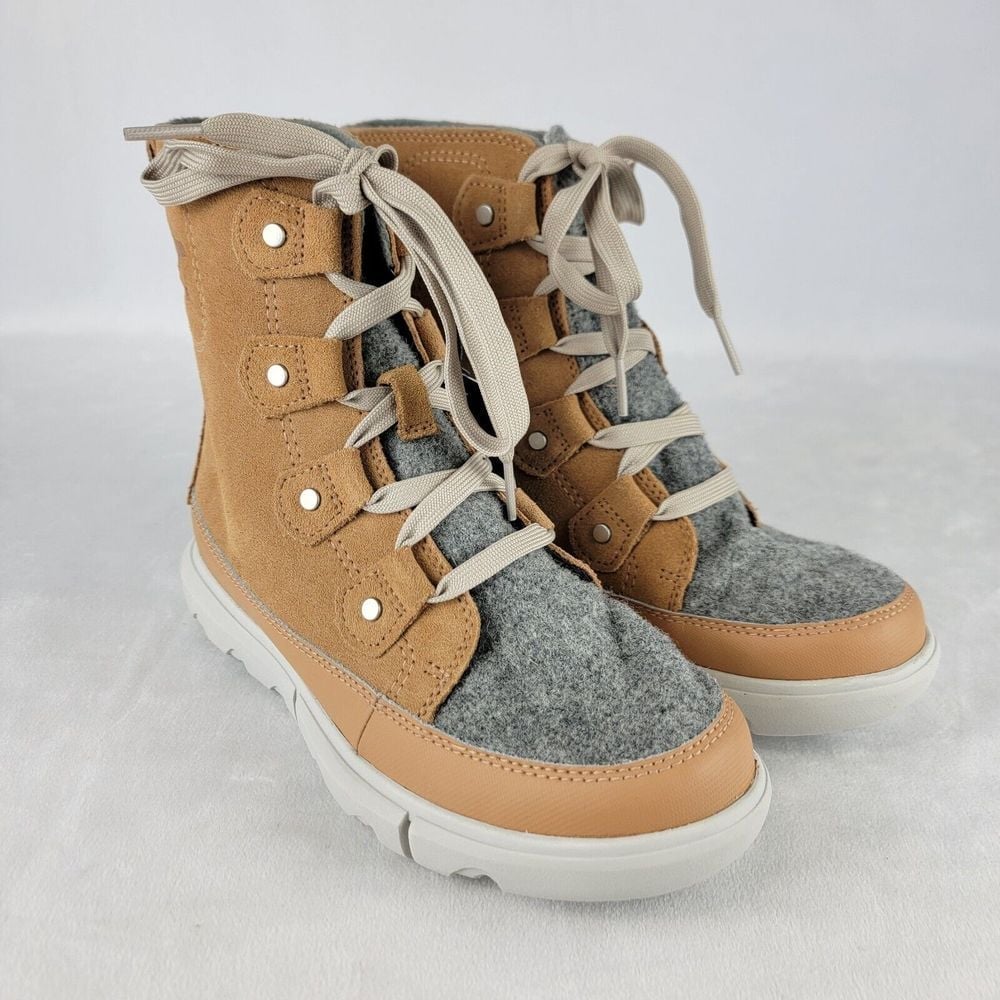 NEW Sorel Explorer II Joan Felt WP Boots Tawny Buff/Moonstone Women's Size 6