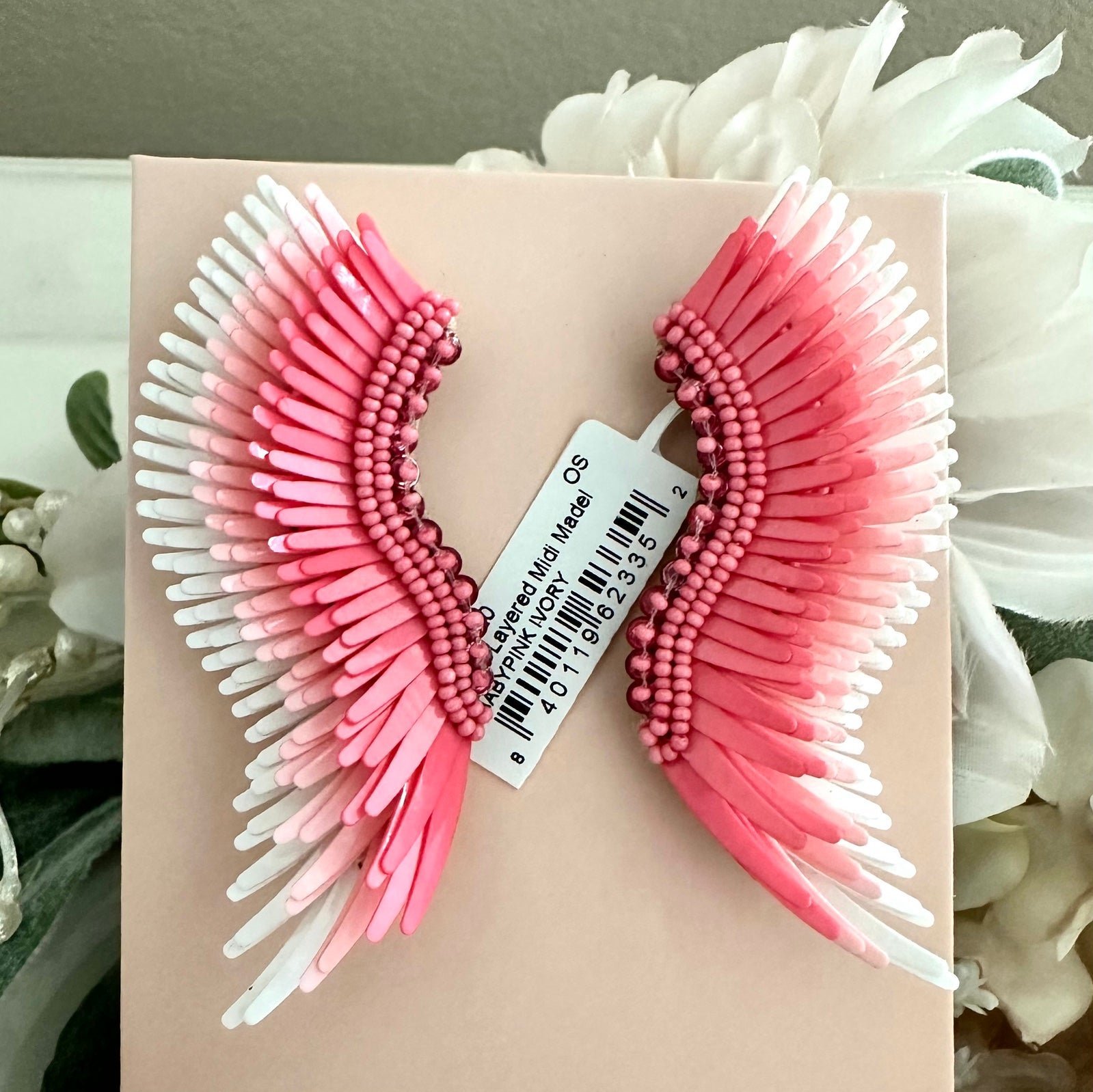 Mignonne Gavigan MIDI Madeline Earrings - Baby Pink White NWT