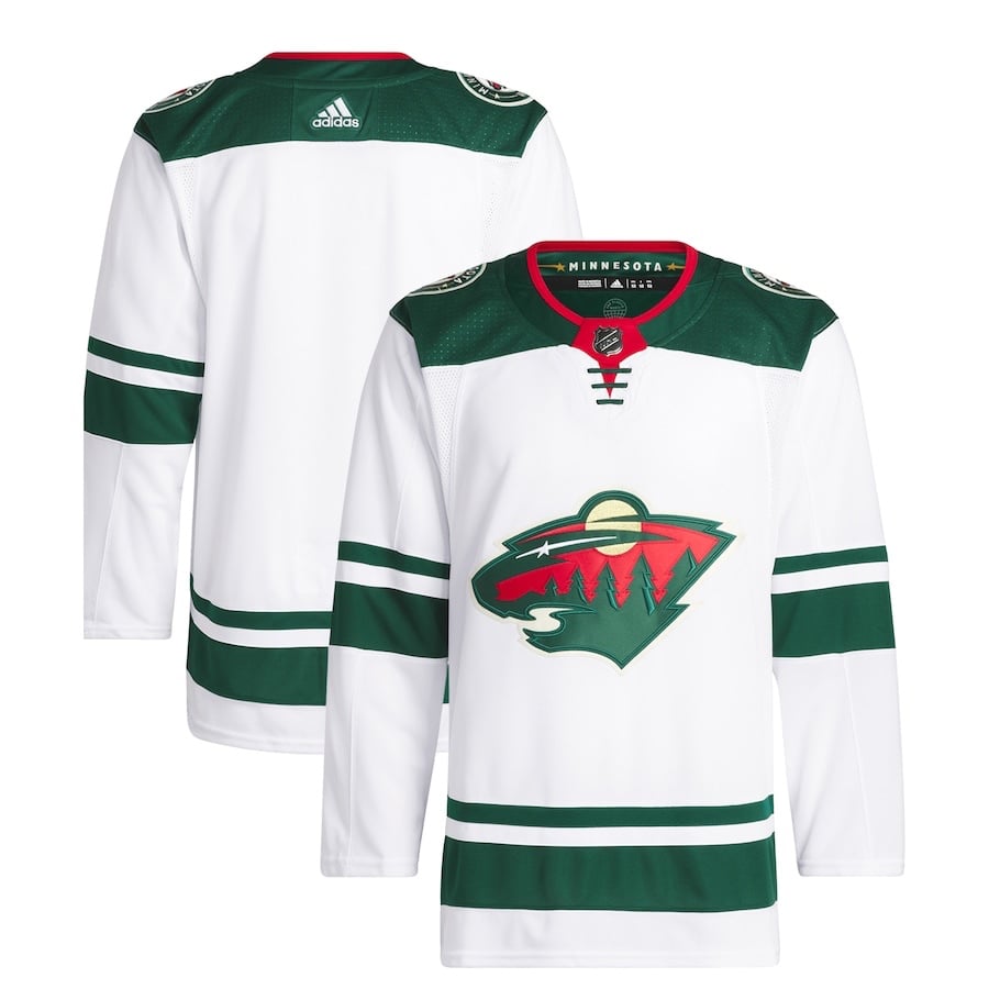 NEW 180 Minnesota Wild Jersey Adidas Primegreen Aeroready Away White (Size 42)