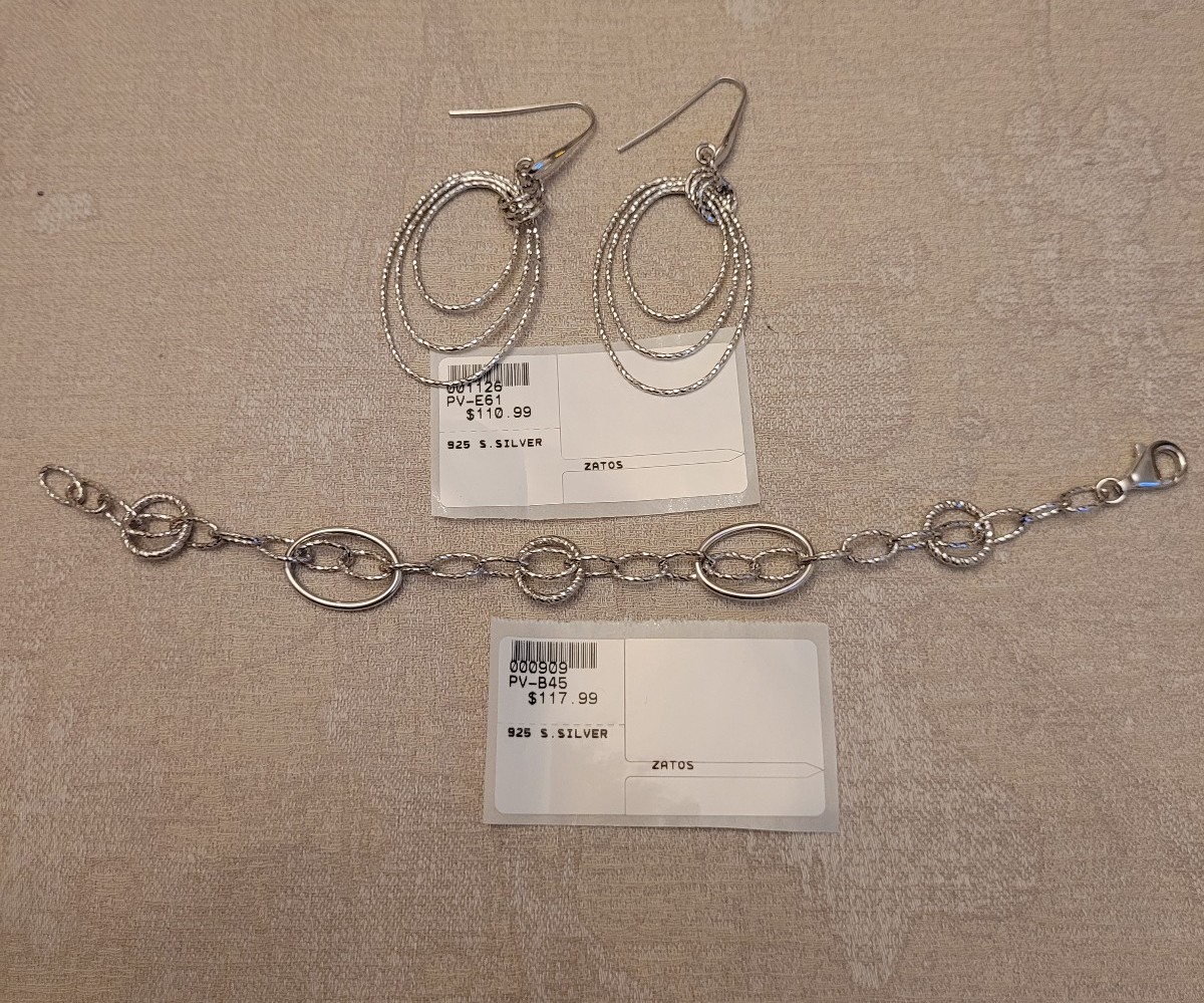 New 925 Italy Dangle Earrings and 925 Bracelet Set