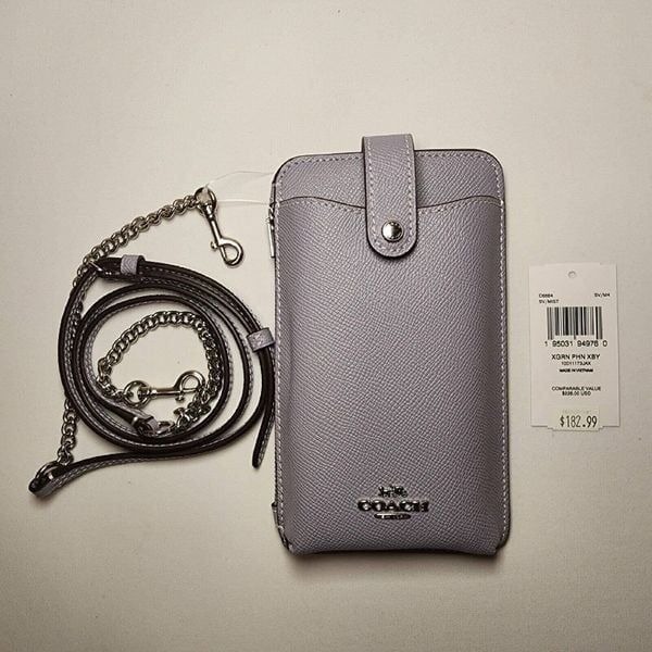 NWT Coach C6884 North/South Phone Crossbody In Crossgrain Mist Purple