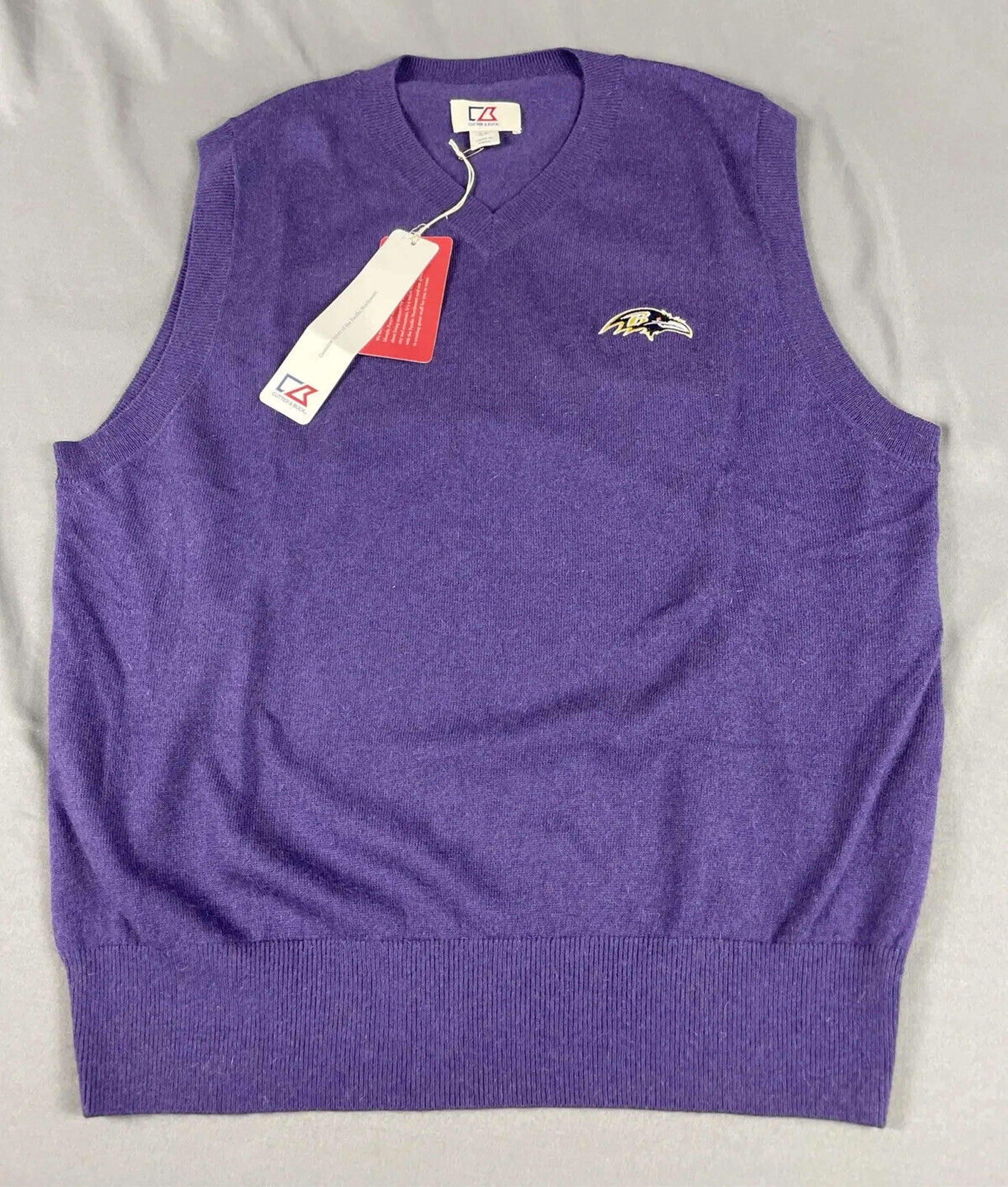 Cutter & Buck Sweater Vest Golf Baltimore Ravens Wool V-Neck Small Purple $90