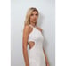 Kimberly Taylor Women Small Dress Grace Side Cutout Ribbed Midi Halter White