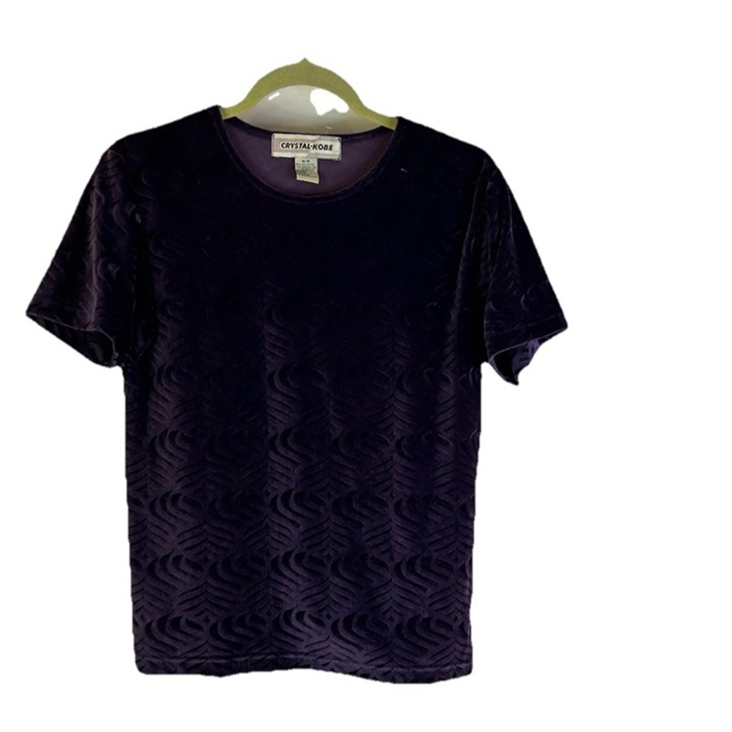 Vintage 90s Womens Medium Velour Velvet Cropped Shirt Purple Fairy Grunge
