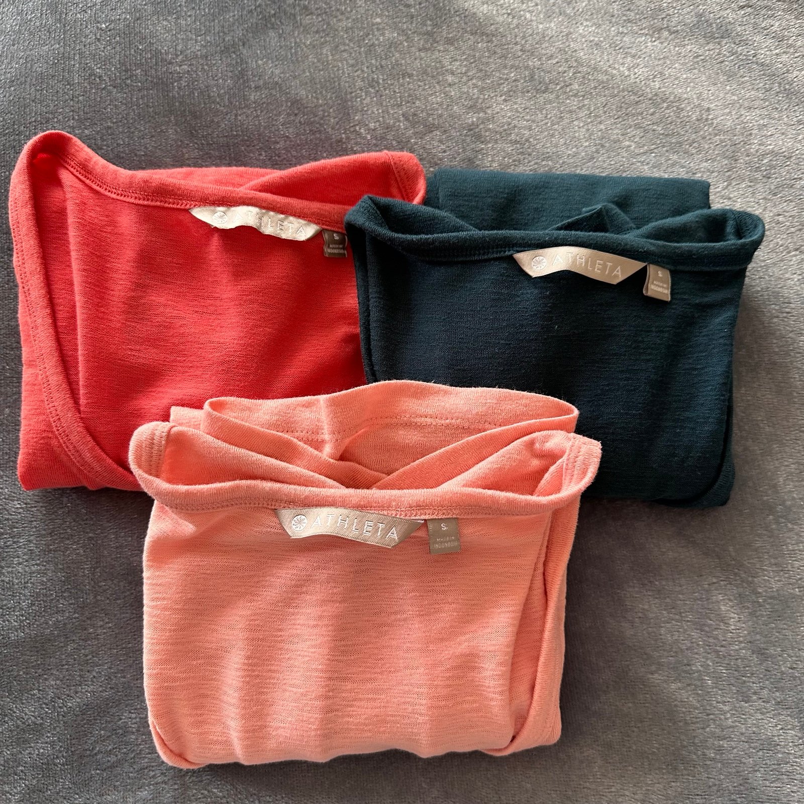 Athleta Lot of 3 BREEZY TANK Peach Orange Turquoise Sleeveless Modal Tank Top