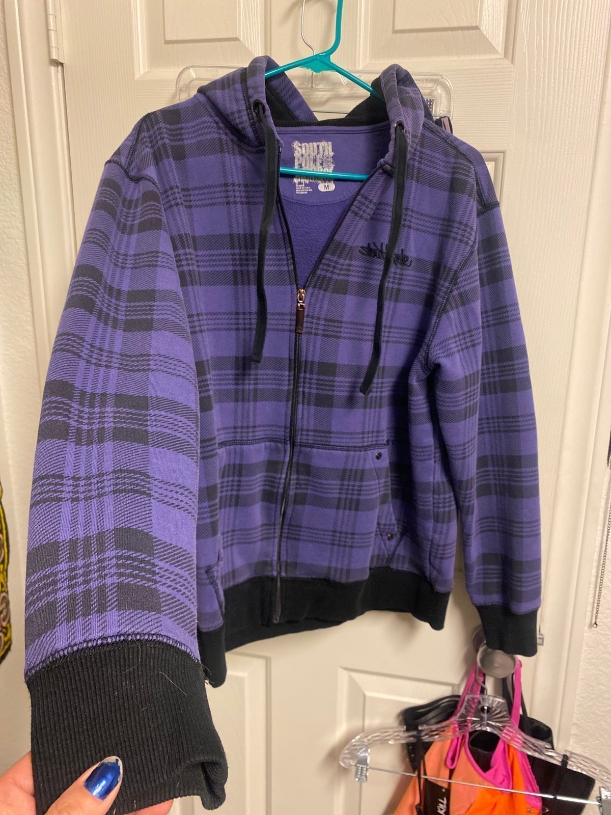 Purple plaid South Pole hoodie