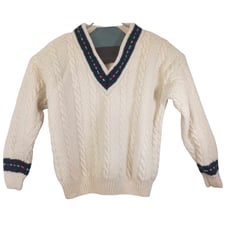 Vintage Embassy Row Sweater Cable Hand Knit 100% Wool V-Neck Mens Large RN 13711