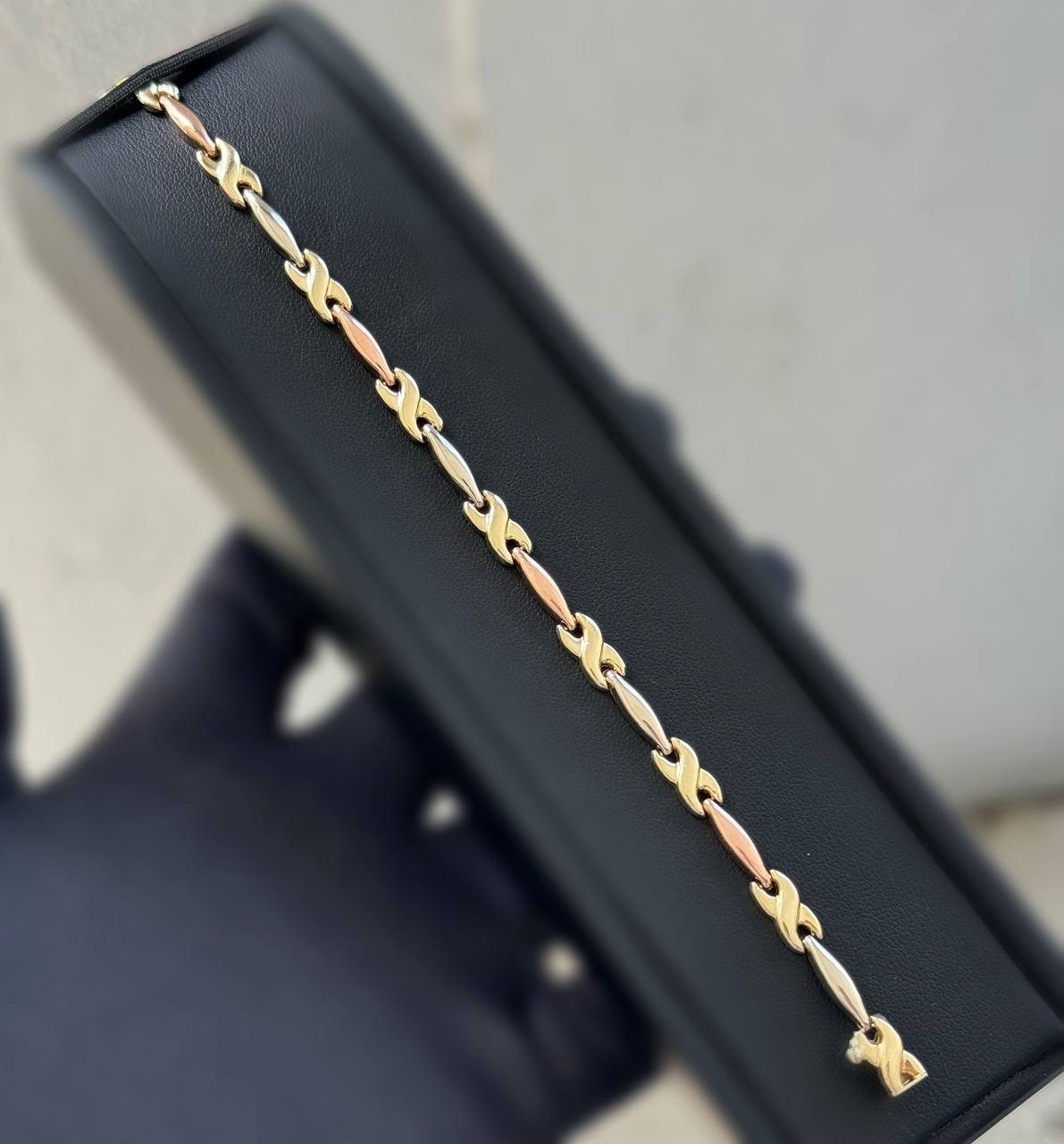 Jewelry 14k solid yellow tri color rose white gold infinity bracelet 8.25” 5.60m