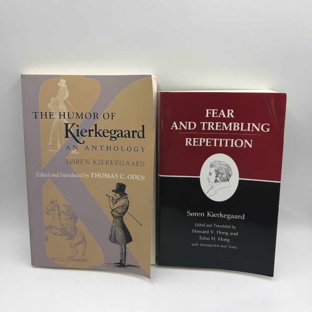 Vintage Lot of 2 Soren Kierkegaard Paperback Books Fear Humor Wisdom Philosophy