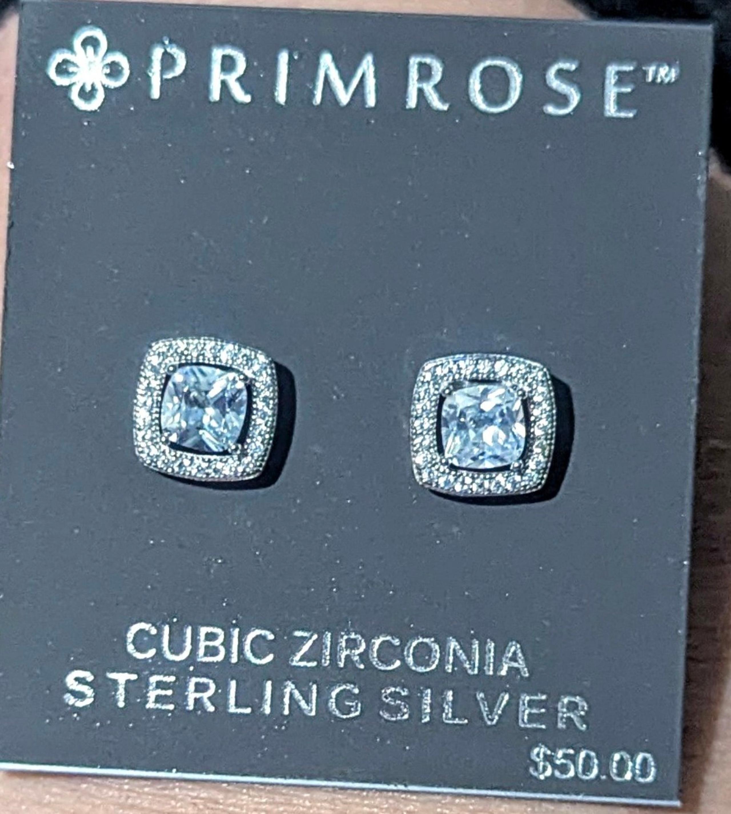 Solid 925 Sterling Silver Square Halo Stud Earrings - Primrose (Kohls) Unisex