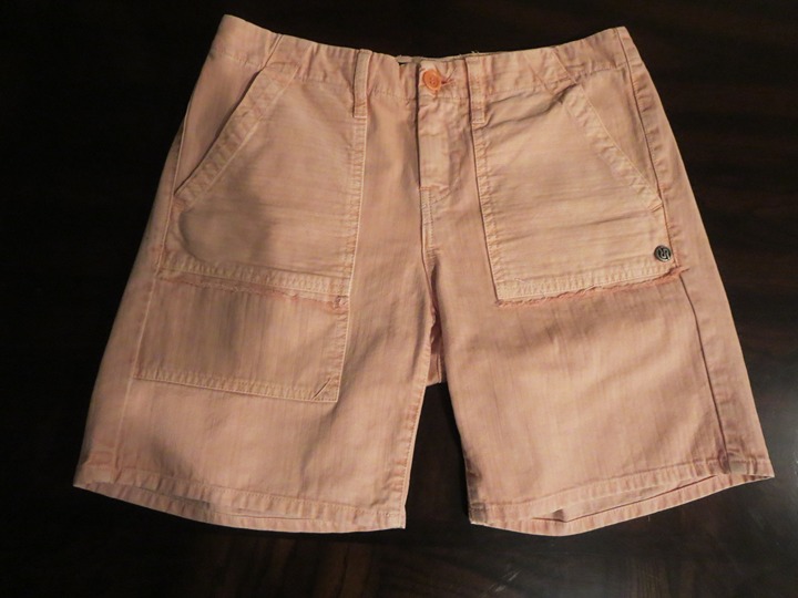 New RARE Peach Cotton Denim Bermuda Cargo Shorts Sz 25