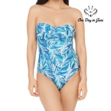 La Blanca Sketched Leaves Bandeau One Piece Size 0