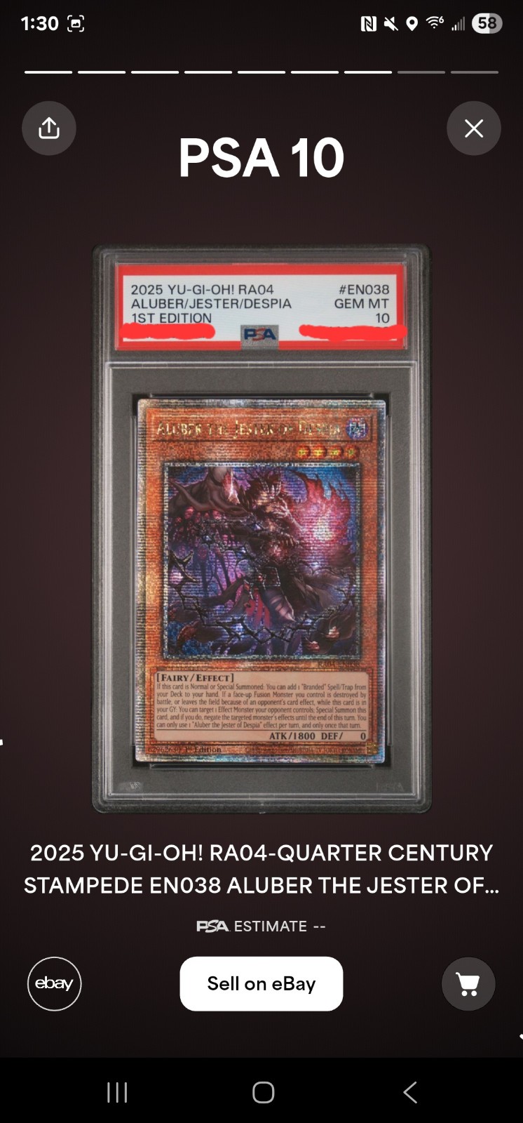 2025 YU-GI-OH! RA04-QUARTER CENTURY 1ST EDITIONALUBER THE JESTER OF DESPIA