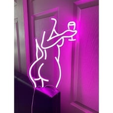 Ajoyferris Lady Back Neon Sign Dimmable LED lady Neon Sign Neon Pink Sign Woman