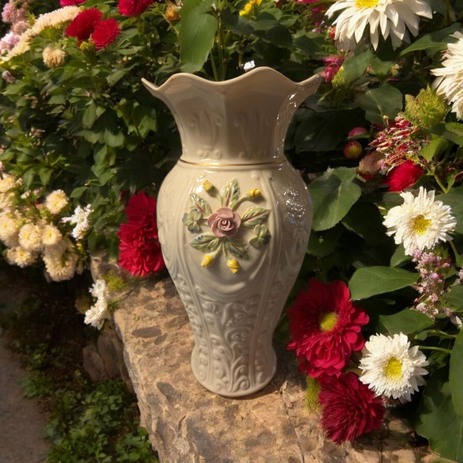 Belleek Romantic Rose Vase