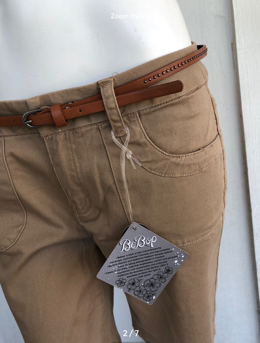 NWT khaki bermuda shorts w/ studded belt