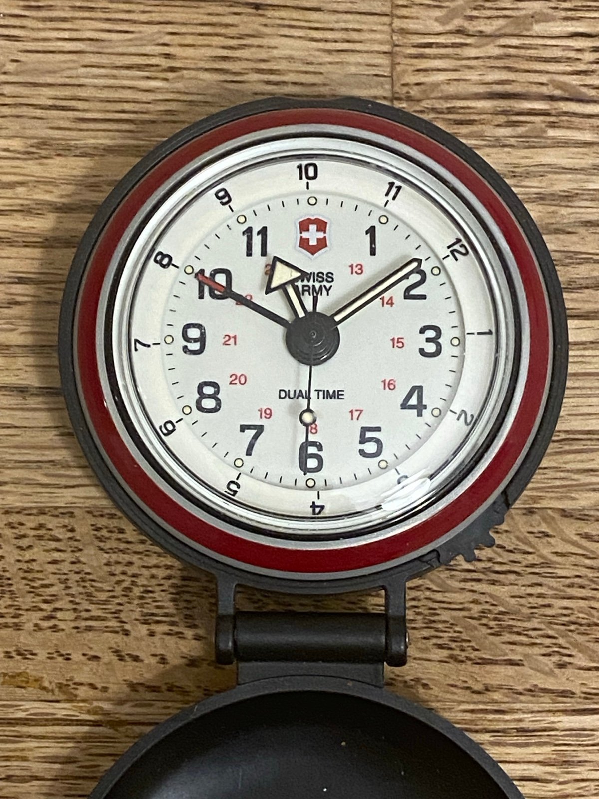 Swiss Army by Victorinox Pocket Watch Travel Dual Alarm Clock Time Black