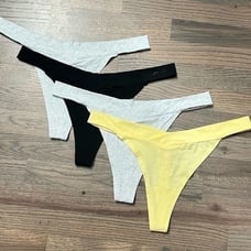 Victorias Secret Pink Set of 4 Soft Cotton Thong Panty Gray Black Yellow XXL