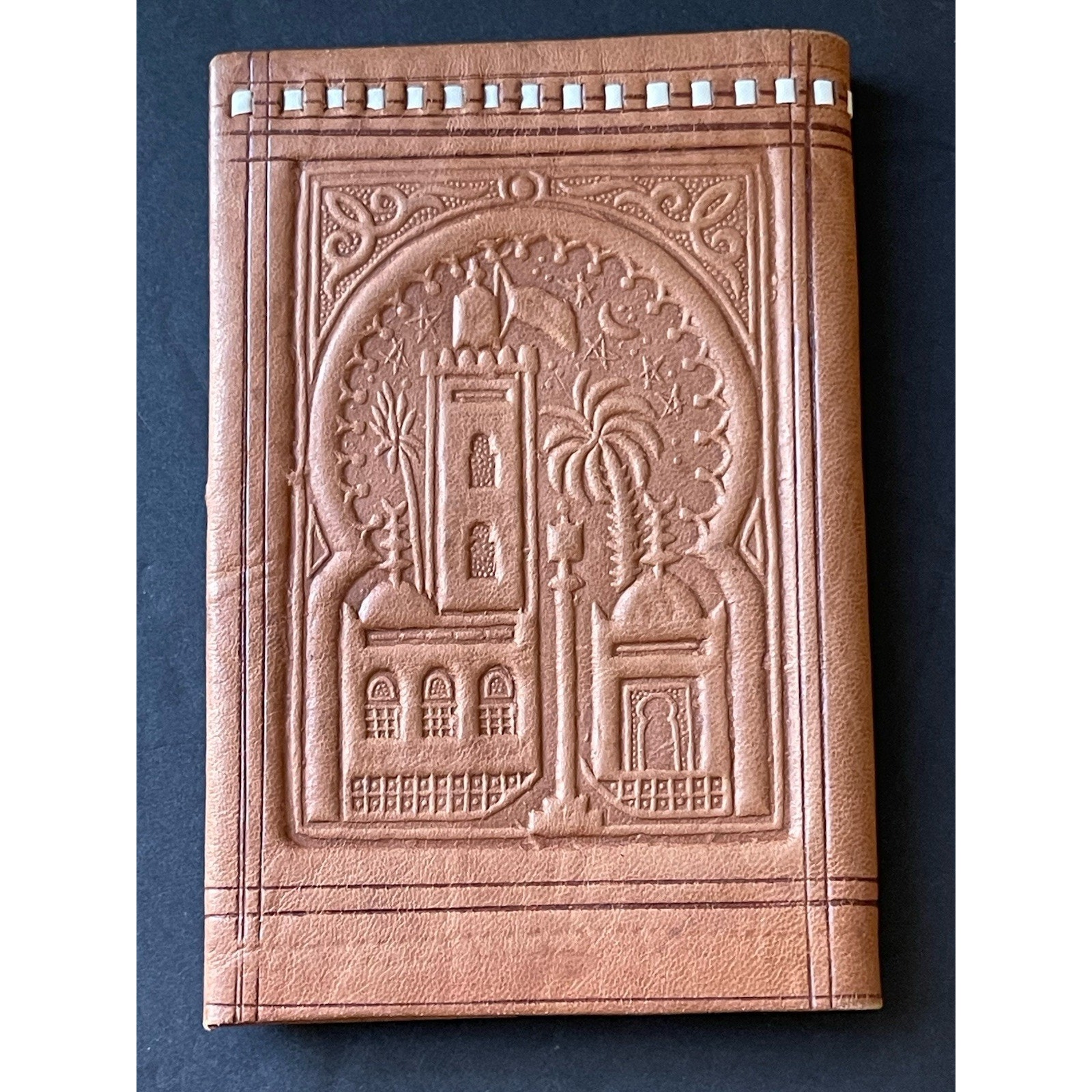 Vtg Handmade Hand-Tooled Embossed Moroccan Leather Wallet Handcrafted Boho