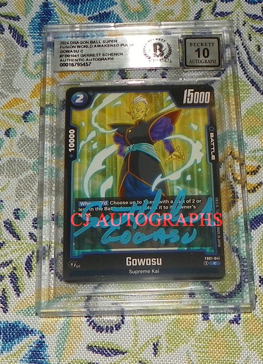 Garrett Schenck Dragon Ball Fusion World Gowasu Signed Card 10 Auto BAS FB01-041