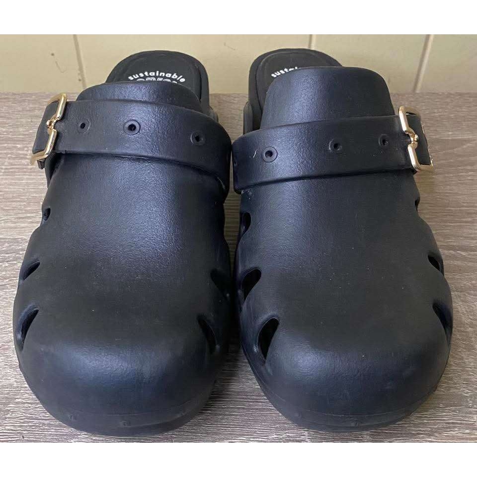 Dr. Scholl's Sustainable Comfort Clogs Black Adjustable Buckle Slip-Ons Size 8