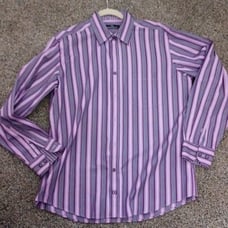 Bugatchi UOMO purple stripe shirt size L