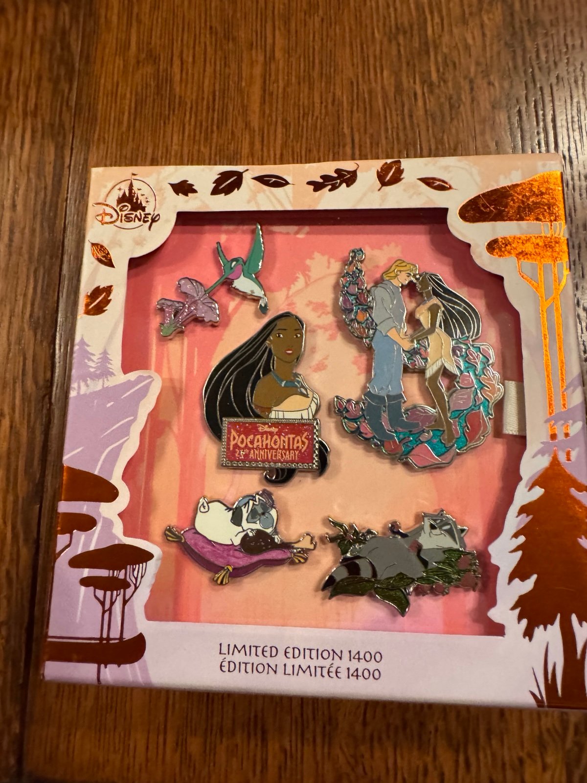 DISNEY WDW DLR - Pocahontas 25th Anniversary Box Pin Set Disney Store Exclusive