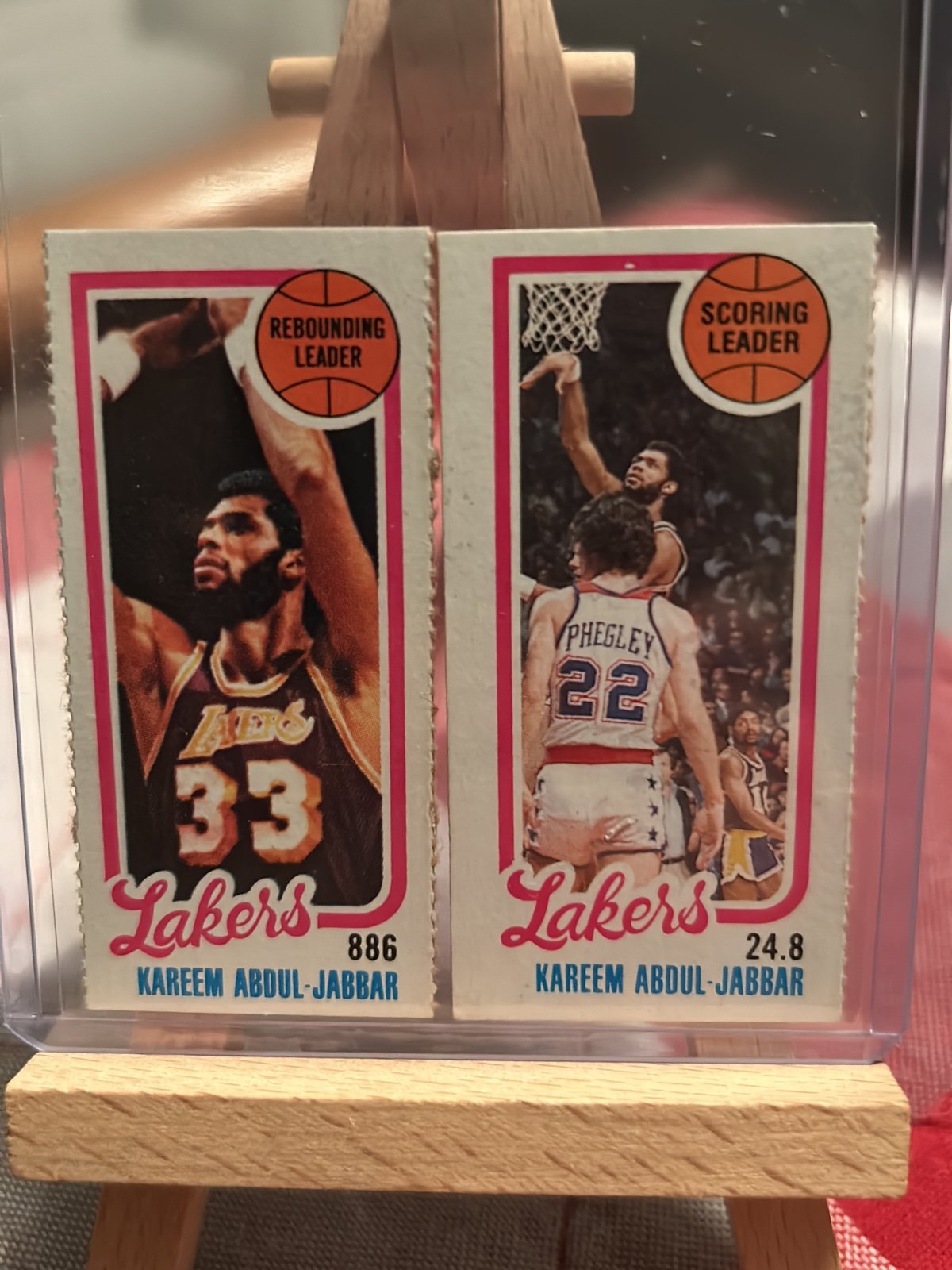 1980 Topps Chewing Gum Kareem Abdul Jabbar RC Rebounding & Scoring Leader Cards