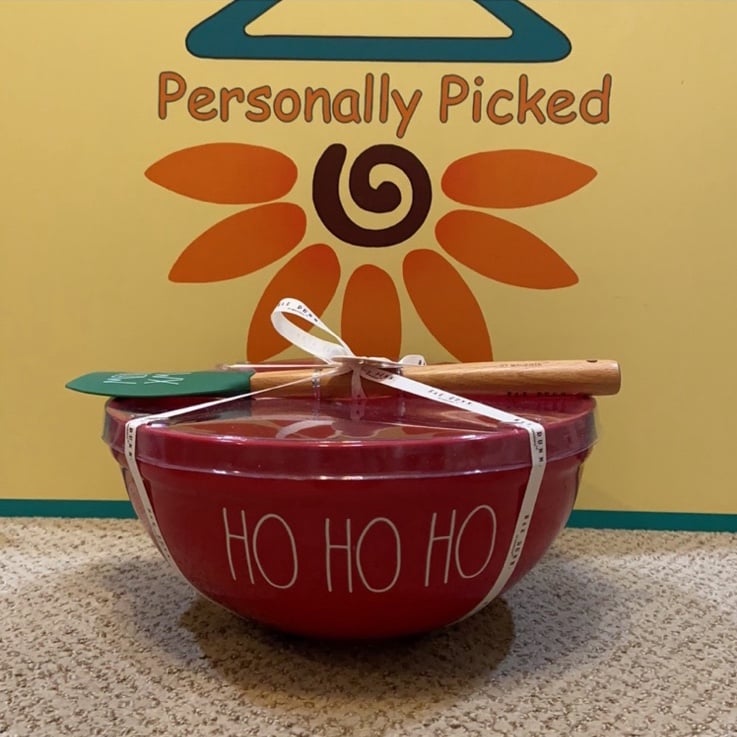 Rae Dunn HO HO HO Mixing Bowl With Spatula