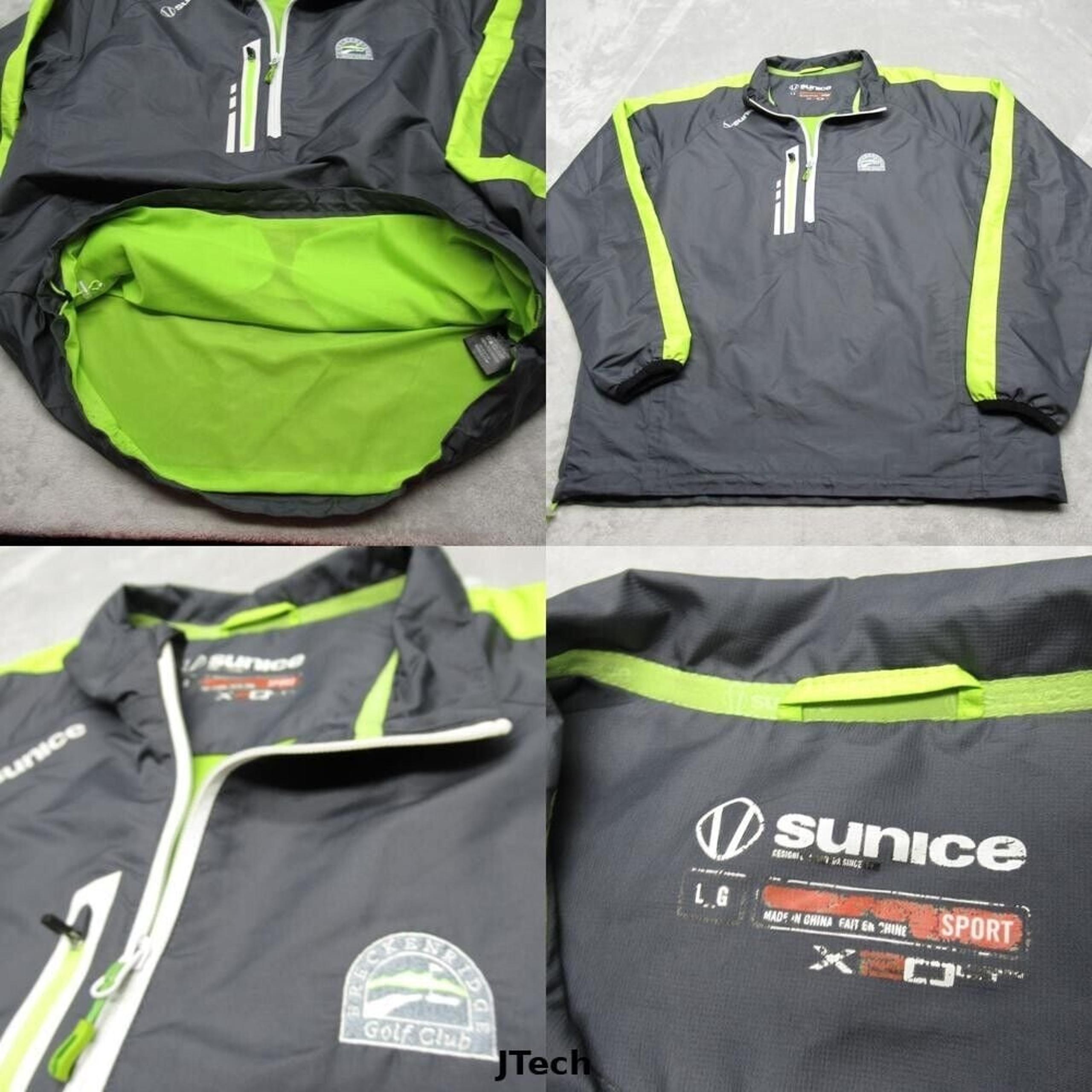 Sunice X20 Golf Jacket Men Large Gray Pockets Drawcord Hem 1/4 Zip Breckenridge
