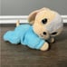 Nova World Cream Tan Blue Turquoise Puppy Dog Laying Down Plush