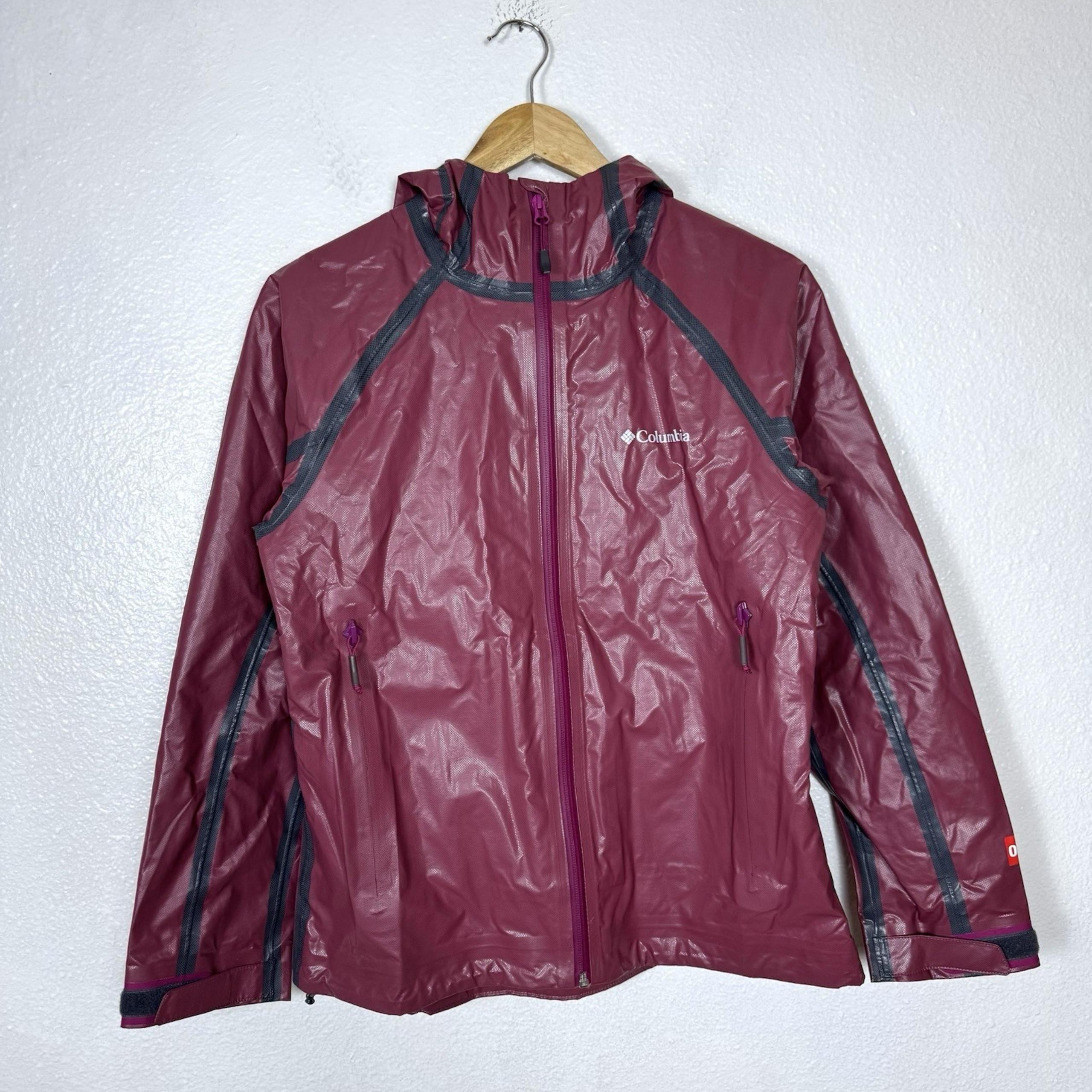Columbia OutDry Jacket Women's Medium Waterproof Hooded Rain Coat Burgundy Red