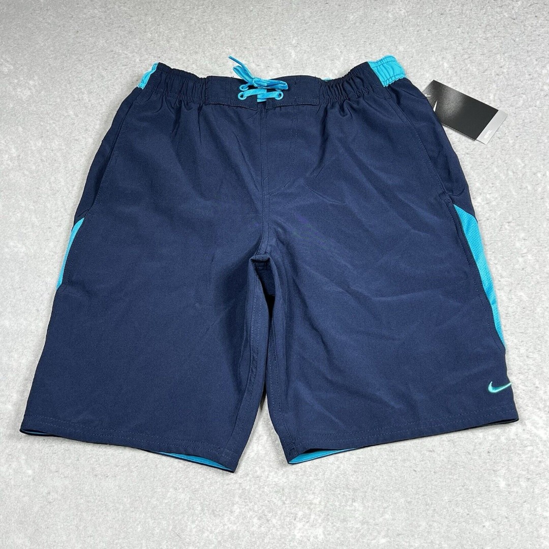 Nike Swim Suit Trunks Mens Small Navy Blue Repel NESS9427-489 Lined Inseam 9 in