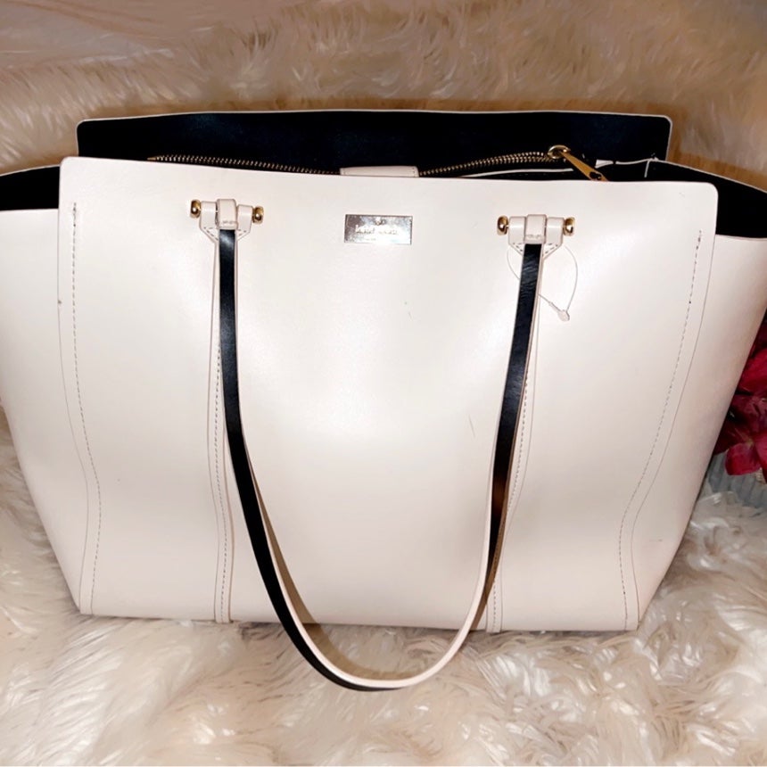 KATE SPADE Annelle Arbour Hill Cream Leather Tote Bag