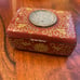 Antique CHINESE CLOISONNE Red jewelry Boxes Lidded With ENAMEL gold FLORAL DESIG