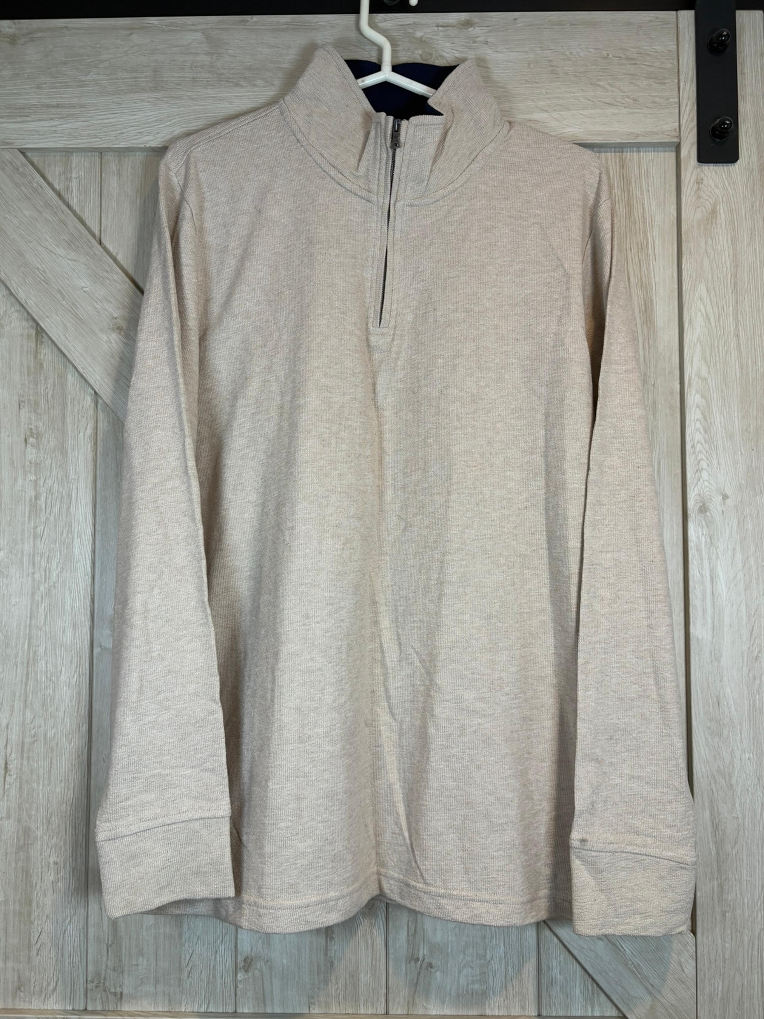Men’s St. John’s Bay LS Pullover Fleece Sweater 1/4 Zip Sz L Cotton Blend
