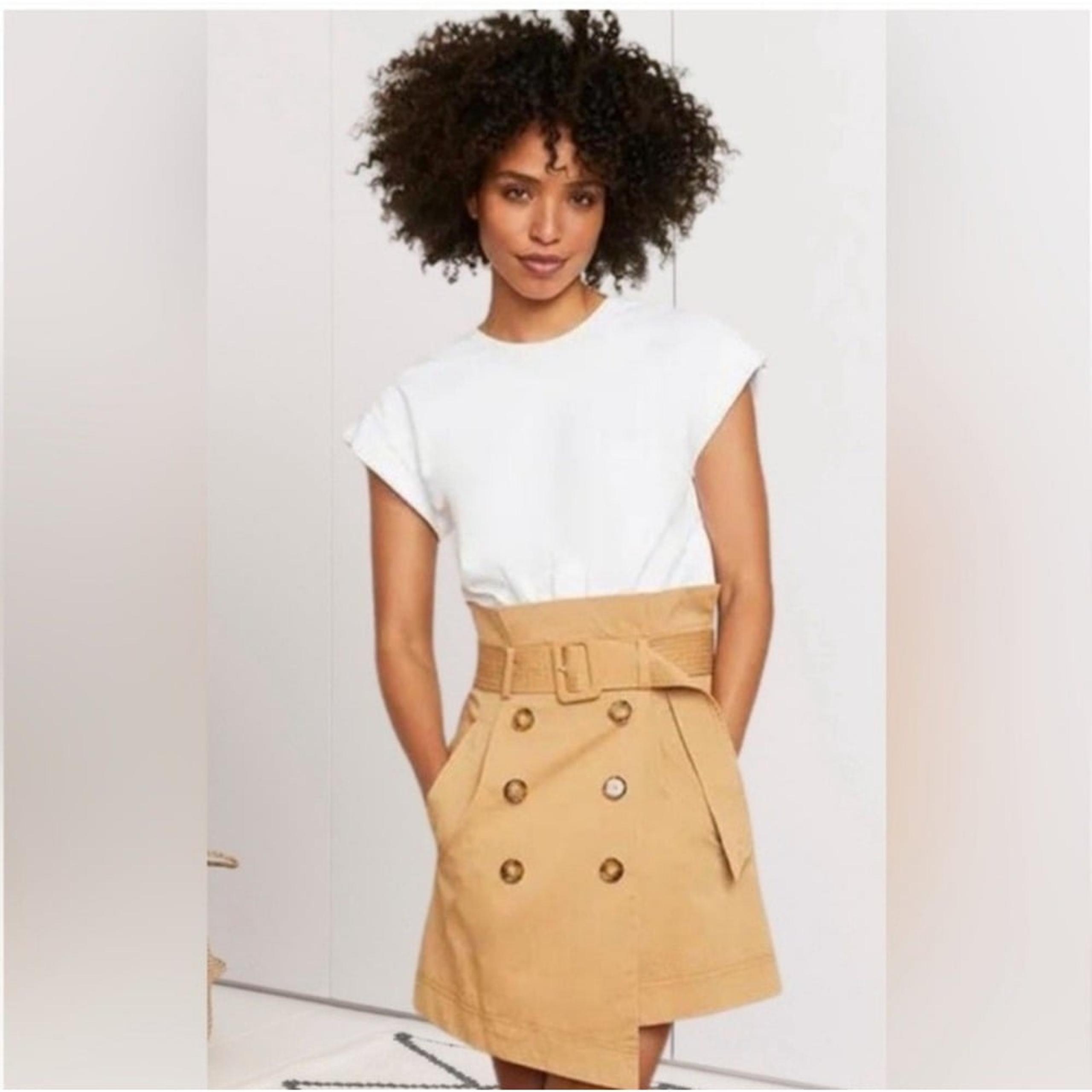 VERONICA BEARD MELANY MIXED MEDIA Contrast DRESS WOMENS SIZE Medium White Camel