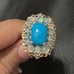 Beautiful Fire Opal and Blue Appetite Ring in a size 6