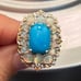 Beautiful Fire Opal and Blue Appetite Ring in a size 6