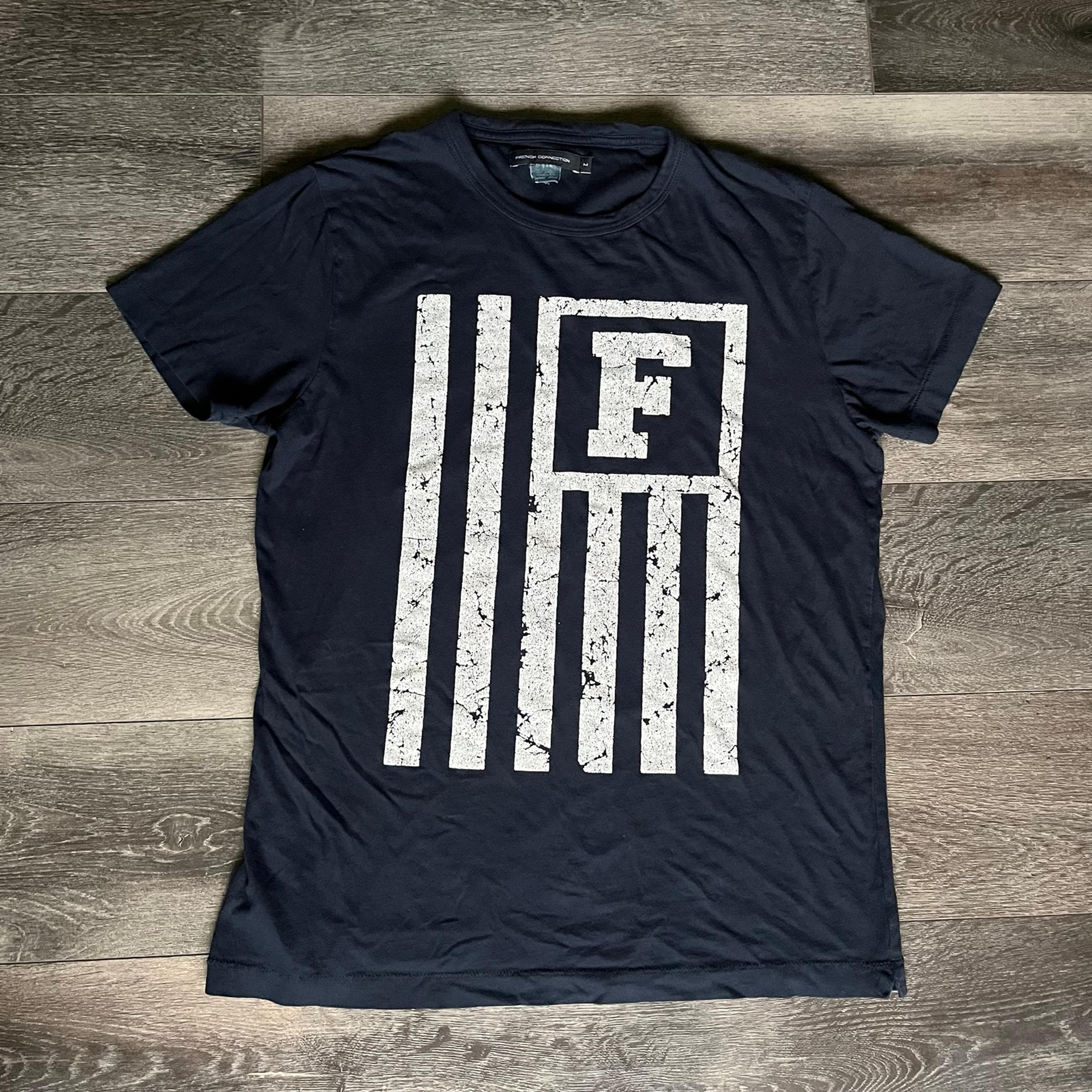 Vintage Y2K French Connection Flag Affliction Style Graphic Logo Tee Mall Goth