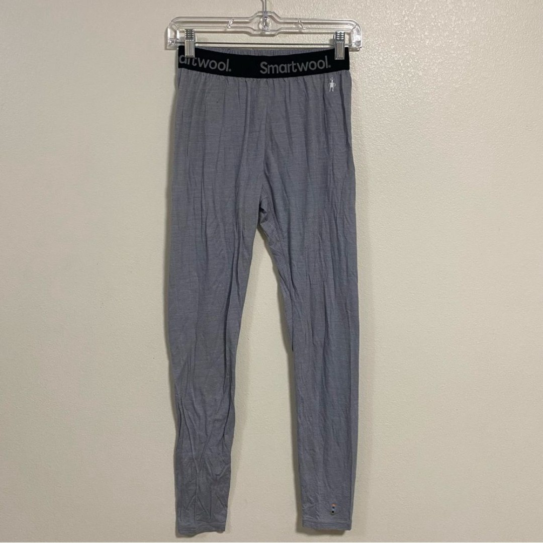 Smartwool Leggings Women’s Size Small Gray striped Merino wool blend base layer